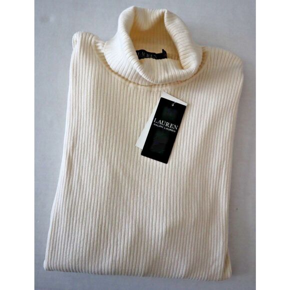 Lauren Ralph Lauren Women Sz 2XL Winter Cream L/S Ribbed Turtleneck Sweater - Picture 8 of 11